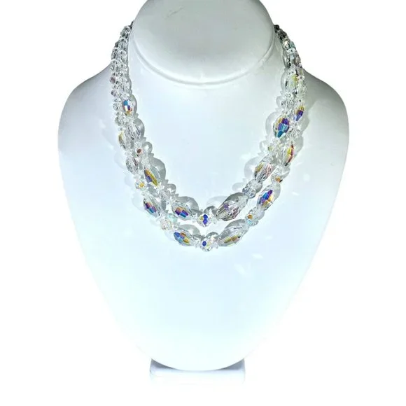 Crystal Necklace - 1950s Vintage - Double Strand - Picture 2 of 3